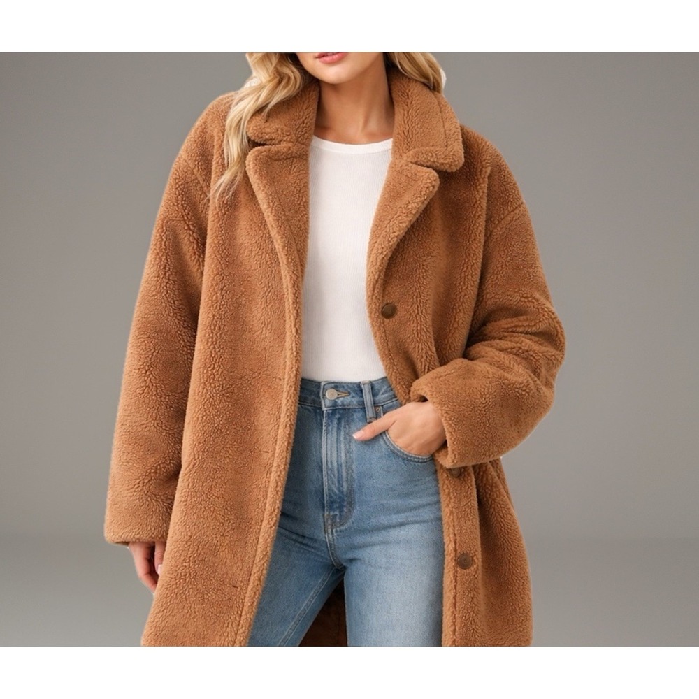 NWT‎ Gap Teddy Coat Jacket Brown Womens Size XL